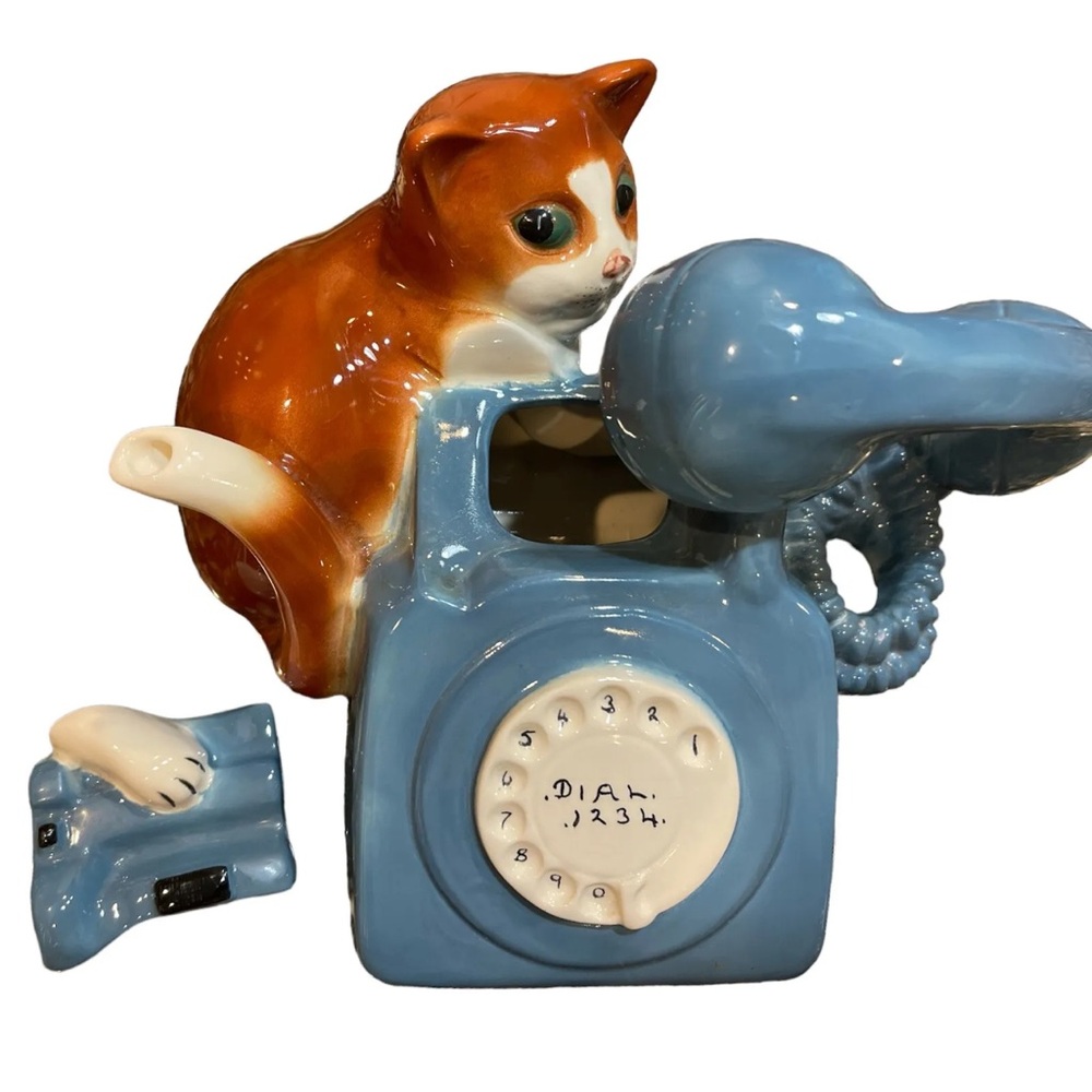 Vintage COOPERCRAFT MADE in England CAT TELEPHONE TEAPOT EUC! - Picture 2 of 8